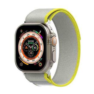 Double Color Nylon Hook and Loop Fastener Watch Band For Apple Watch Series 8&7 45mm / SE 2&6&SE&5&4 44mm / 3&2&1 42mm(Yellow+Beige)