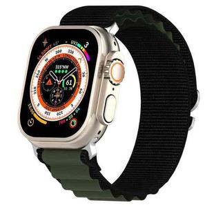 Double Color Nylon Watch Band For Apple Watch Ultra 49mm(Black+Green)