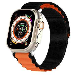 Double Color Nylon Watch Band For Apple Watch Series 8&7 45mm / SE 2&6&SE&5&4 44mm / 3&2&1 42mm(Black+Orange)