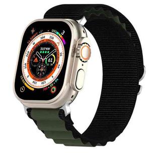 Double Color Nylon Watch Band For Apple Watch Series 8&7 45mm / SE 2&6&SE&5&4 44mm / 3&2&1 42mm(Black+Green)