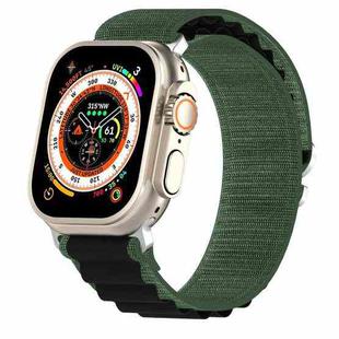 Double Color Nylon Watch Band For Apple Watch Series 8&7 45mm / SE 2&6&SE&5&4 44mm / 3&2&1 42mm(Green+Black)