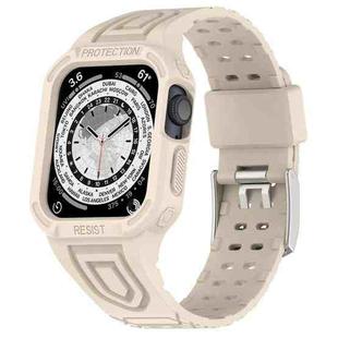 Silicone Integrated Watch Band For Apple Watch Series 8&7 45mm / SE 2&6&SE&5&4 44mm / 3&2&1 42mm(Ivory)
