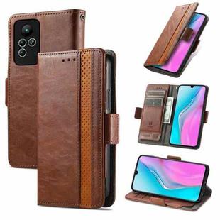 For Infinix Note 11 CaseNeo Splicing Dual Magnetic Buckle Leather Phone Case(Brown)