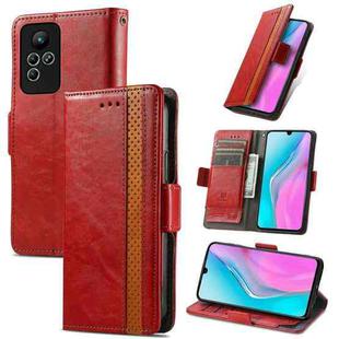 For Infinix Note 11 CaseNeo Splicing Dual Magnetic Buckle Leather Phone Case(Red)