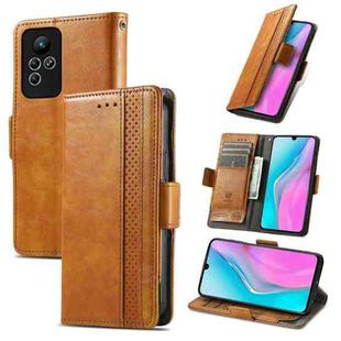 For Infinix Note 11 CaseNeo Splicing Dual Magnetic Buckle Leather Phone Case(Khaki)