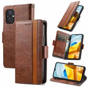 For Xiaomi Poco M5 CaseNeo Splicing Dual Magnetic Buckle Leather Phone Case(Brown)