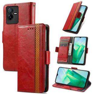 For vivo T2X 5G CaseNeo Splicing Dual Magnetic Buckle Leather Phone Case(Red)
