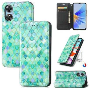 For OPPO A17 CaseNeo Colorful Magnetic Leather Phone Case(Emerald)