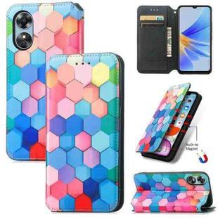 For OPPO A17 CaseNeo Colorful Magnetic Leather Phone Case(Colorful Cube)
