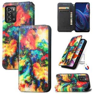 For ZTE Blade A72 CaseNeo Colorful Magnetic Leather Phone Case(Colorful Cloud)