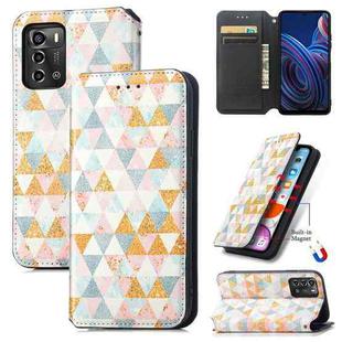 For ZTE Blade A72 CaseNeo Colorful Magnetic Leather Phone Case(Rhombus)