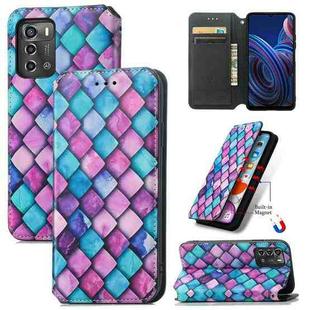 For ZTE Blade A72 CaseNeo Colorful Magnetic Leather Phone Case(Purple Scales)