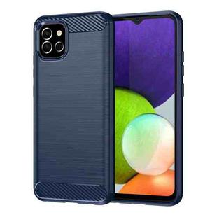 For Samsung Galaxy M04 Brushed Texture Carbon Fiber TPU Phone Case(Blue)