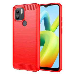 For Xiaomi Redmi A1+ Brushed Texture Carbon Fiber TPU Phone Case(Red)
