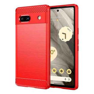 For Google Pixel 7a Brushed Texture Carbon Fiber TPU Phone Case(Red)