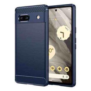 For Google  Pixel 7a Brushed Texture Carbon Fiber TPU Phone Case(Blue)