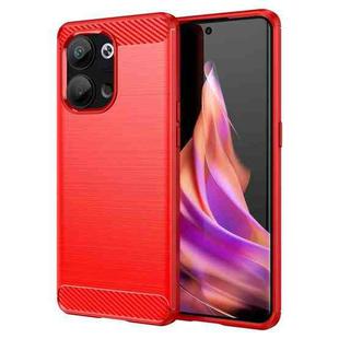 For OPPO Reno9 Pro 5G Brushed Texture Carbon Fiber TPU Phone Case(Red)