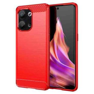 For OPPO Reno9 5G Brushed Texture Carbon Fiber TPU Phone Case(Red)