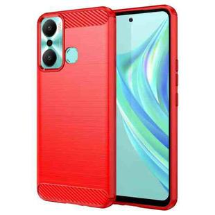 For Infinix Hot 20 Play Brushed Texture Carbon Fiber TPU Phone Case(Red)