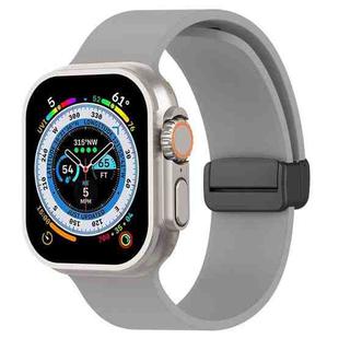 Magnetic Black Buckle Smooth Silicone Watch Band For Apple Watch Ultra 49mm(Grey)