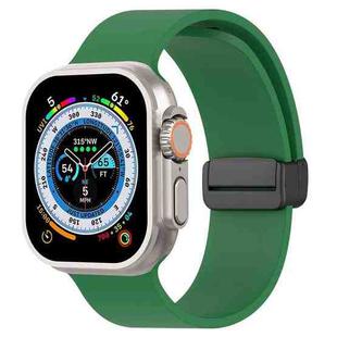 Magnetic Black Buckle Smooth Silicone Watch Band For Apple Watch Ultra 49mm(Dark Green)