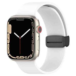 Magnetic Black Buckle Smooth Silicone Watch Band For Apple Watch Series 8&7 45mm / SE 2&6&SE&5&4 44mm / 3&2&1 42mm(White)