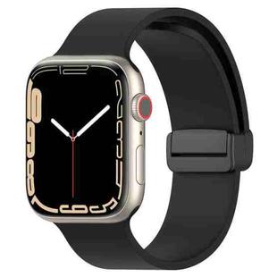 Magnetic Black Buckle Smooth Silicone Watch Band For Apple Watch Series 8&7 45mm / SE 2&6&SE&5&4 44mm / 3&2&1 42mm(Black)