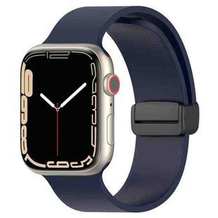 Magnetic Black Buckle Smooth Silicone Watch Band For Apple Watch Series 8&7 45mm / SE 2&6&SE&5&4 44mm / 3&2&1 42mm(Midnight Blue)