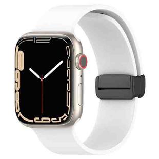 Magnetic Black Buckle Smooth Silicone Watch Band For Apple Watch Series 9&8&7 41mm / SE 3&SE 2&6&SE&5&4 40mm / 3&2&1 38mm(White)