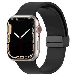 Magnetic Black Buckle Smooth Silicone Watch Band For Apple Watch Series 9&8&7 41mm / SE 3&SE 2&6&SE&5&4 40mm / 3&2&1 38mm(Black)