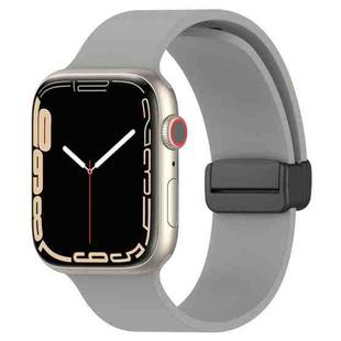 Magnetic Black Buckle Smooth Silicone Watch Band For Apple Watch Series 9&8&7 41mm / SE 3&SE 2&6&SE&5&4 40mm / 3&2&1 38mm(Grey)