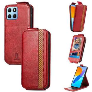 For Honor X8 5G Splicing Wallet Card Holder Vertical Flip Leather Phone Case(Red)