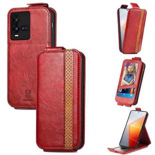 For vivo iQOO 10 Splicing Wallet Card Holder Vertical Flip Leather Phone Case(Red)