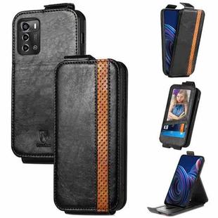 For  ZTE Blade A72 Splicing Wallet Card Holder Vertical Flip Leather Phone Case(Black)
