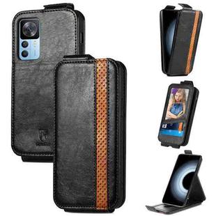 For Xiaomi Redmi K50 Ultra Splicing Wallet Card Holder Vertical Flip Leather Phone Case(Black)