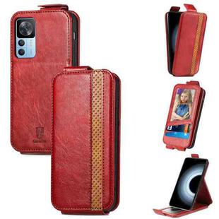 For Xiaomi Redmi K50 Ultra Splicing Wallet Card Holder Vertical Flip Leather Phone Case(Red)