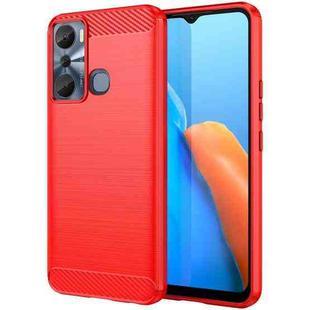 For Infinix Hot 20i Brushed Texture Carbon Fiber TPU Phone Case(Red)