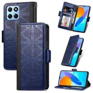 For Honor X8 5G Grid Leather Flip Phone Case(Blue)