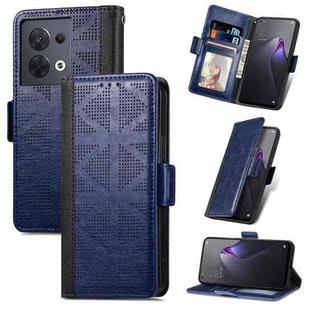 For OPPO Reno8 Grid Leather Flip Phone Case(Blue)