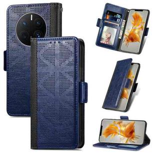 For Huawei Mate 50 Pro Grid Leather Flip Phone Case(Blue)