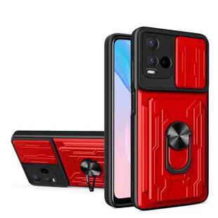 For vivo Y21 Sliding Camshield Card Phone Case(Red)