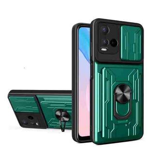 For vivo Y21 Sliding Camshield Card Phone Case(Dark Green)