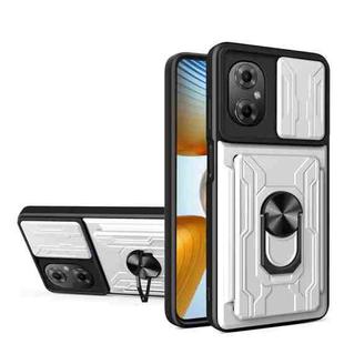 For Xiaomi Poco M4 5G Sliding Camshield Card Phone Case(Silver)