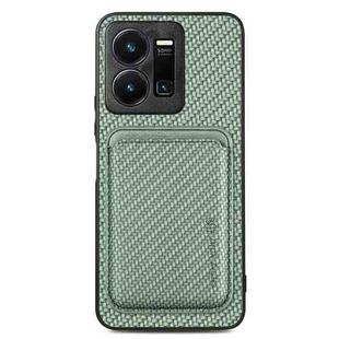 For For For vivo Y35 Carbon Fiber Leather Card Magsafe Case(Green)