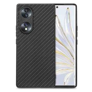 For Honor 70 Carbon Fiber Texture Leather Back Cover Phone Case(Black)