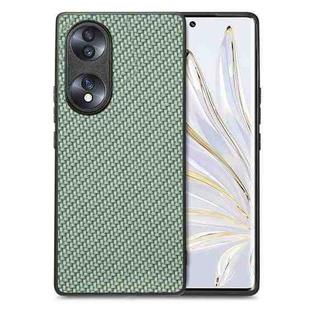 For Honor 70 Carbon Fiber Texture Leather Back Cover Phone Case(Green)