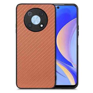 For Huawei Nova Y90 Carbon Fiber Texture Leather Back Cover Phone Case(Brown)