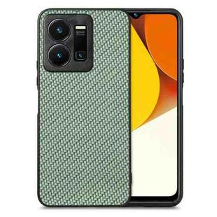 For vivo Y35 Carbon Fiber Texture Leather Back Cover Phone Case(Green)