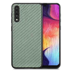 For Samsung Galaxy A50 Carbon Fiber Texture Leather Back Cover Phone Case(Green)