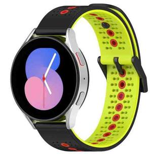 For Samsung Galaxy Watch5 44mm 20mm Tricolor Breathable Silicone Watch Band(Black+Lime+Red)